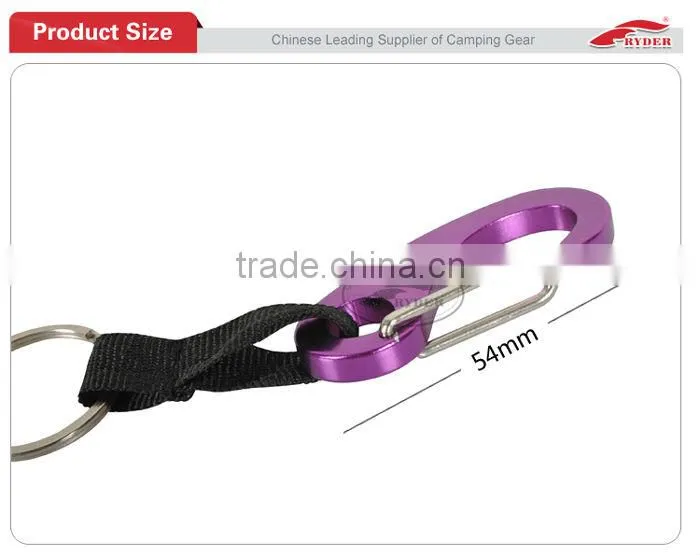 Purple Camping Aluminum Karabiner Clip with Strap