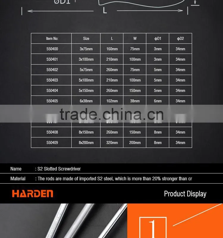 Professional Hand Tool S2 Slotted 3X100mm Screwdriver