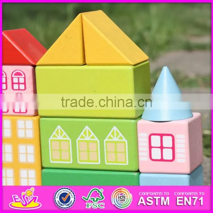 2017 new design 20 pieces model buildings kids wooden toy blocks W13A121
