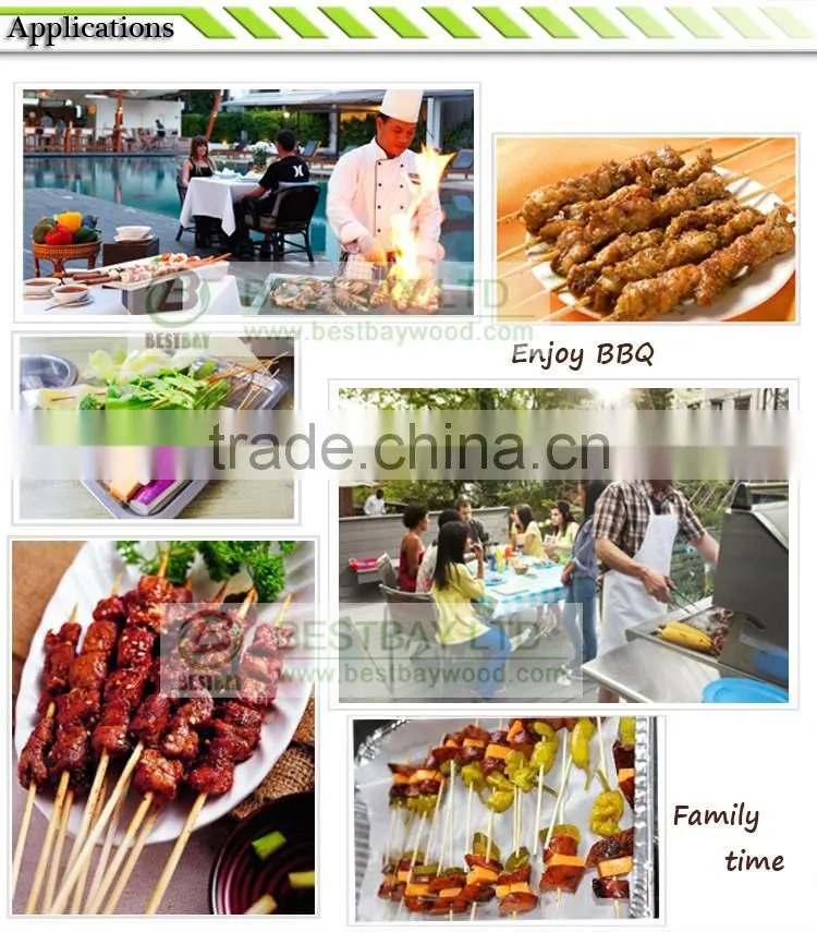 Dispoable party picnic bamboo kabob meat skewer 40cm with custom logo