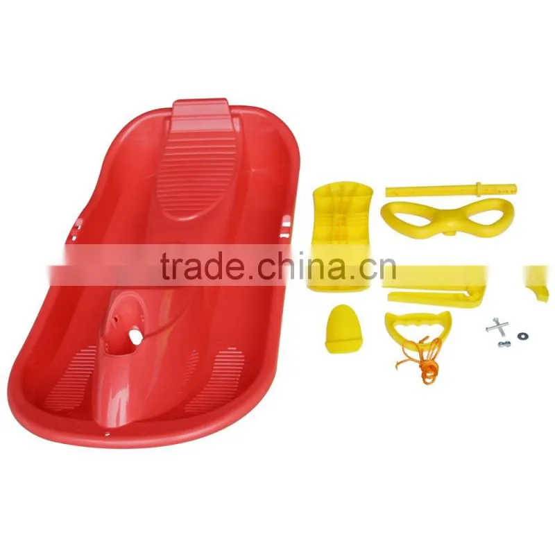 extreme racer snow sled with brake, backrest Steering wheel pull snow sledge car kids sled towable snow sleds