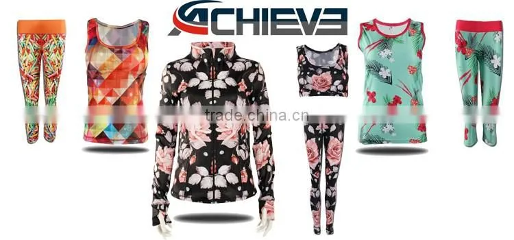 2017 wholesale custom subliamtion printed polyester spandex yoga pants