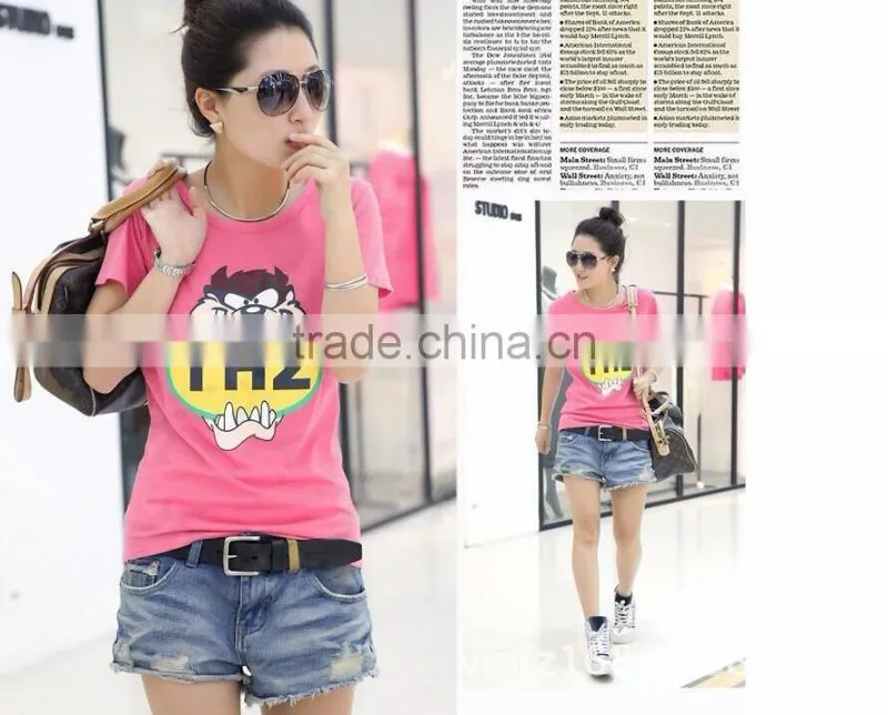 Print custom fashion ladies basic t-shirt design wholesale china Cabbage price come on
