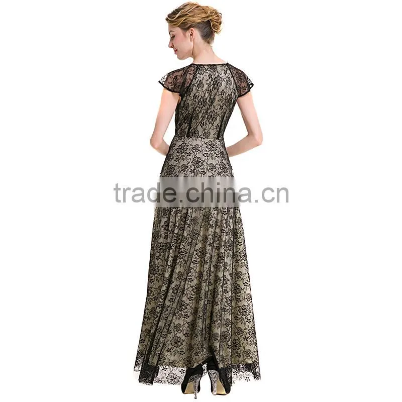 Maxnegio sexy black long lace wrap maxi evening dress for women