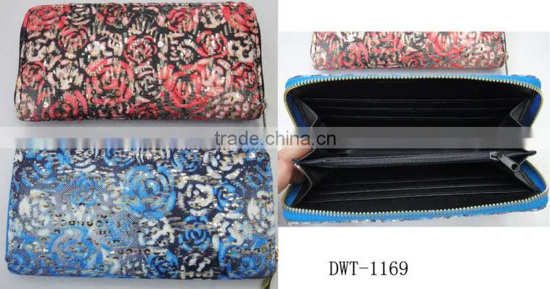 Hot gold sequin 2016 Lady new popular print rose wallet