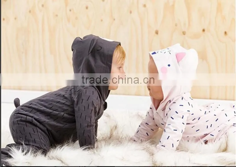 Cute Hooded Romper 100%Cotton Newborn Baby Clothes