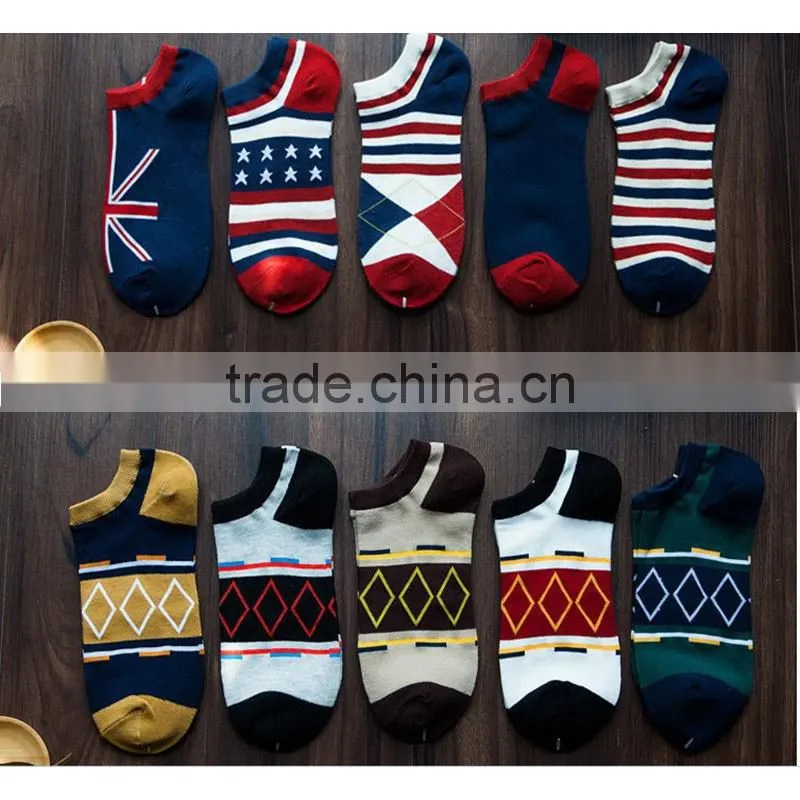 New style different pattern cotton Korean style men wear sport Ankle Invisible Sock compression sock