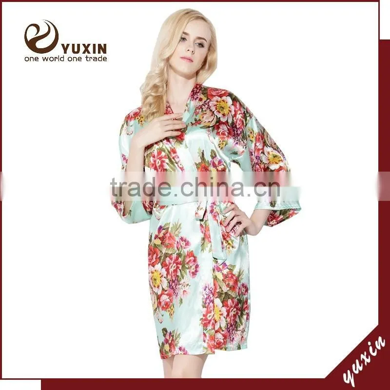 night Robe 100% Polyester Women bathrobes can embroidered logo WR1-0004