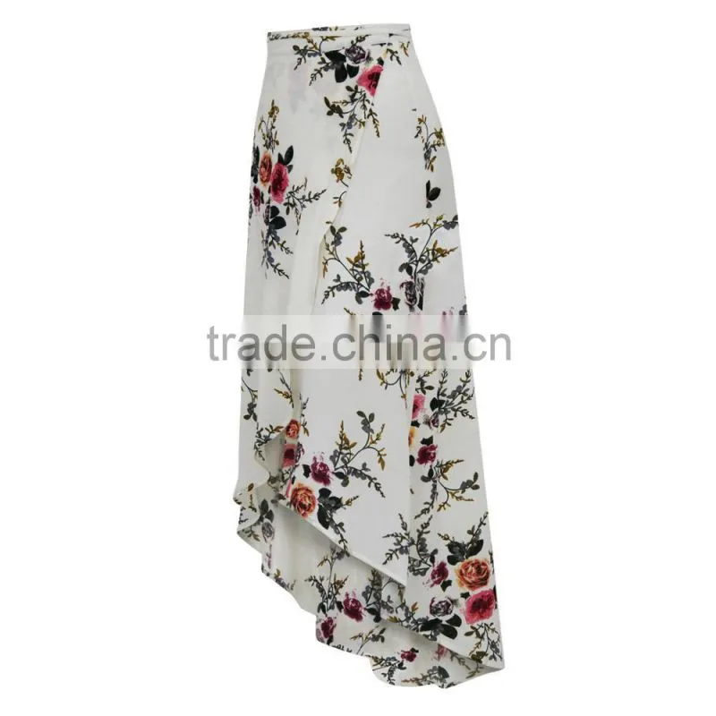 Fashion Summer flower printed women maxi skirt for wholesale 2017