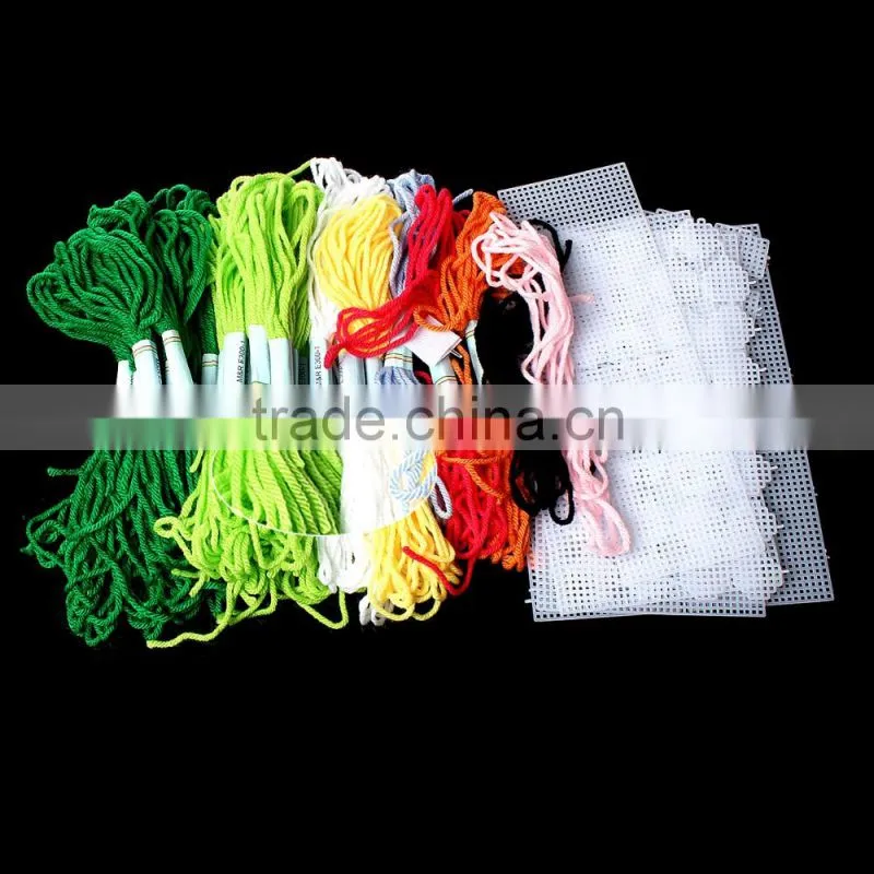 High Quality Plastic & Cotton Multicolor Flower Pattern 3D Cross Stitch Kit Tissue Box