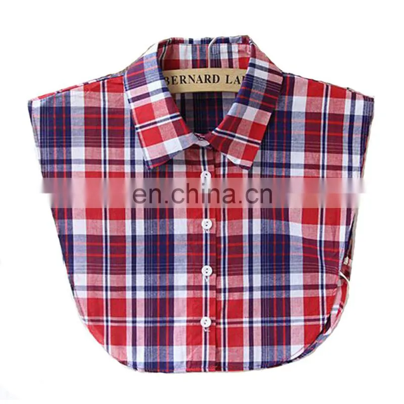 OEM high quality ladies cotton check fake collar diki shirts