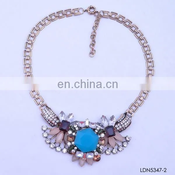 Fan pendant with hook brozen chain acrylic sheet with crystal necklace