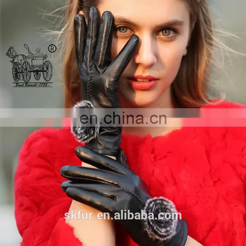 China factory wholesale winter warm real sheepskin soft leather work glove for lady