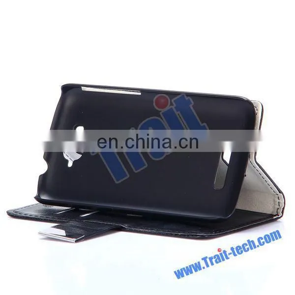 2015 Crazy Horse Flip Side Open Stand PC+ PU Leather WalletCase for Alcatel One Touch Pop C7
