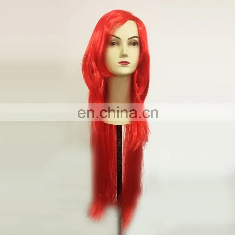 fashion synthetic hair wigs red colored cosplay party wigs
