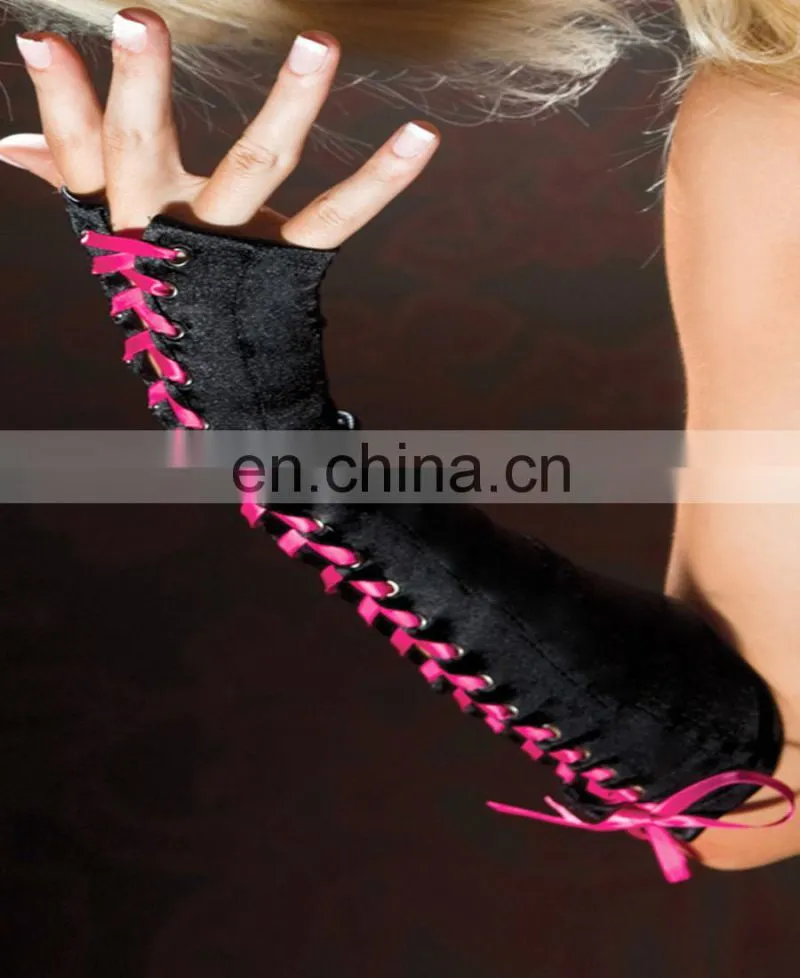 Beauty's Love Opaque Satin Sexy Lingerie Nylon/spandex Bandages Long Gloves Beautyslove FINGERLESS BANDAGES ELBOW GLOVES