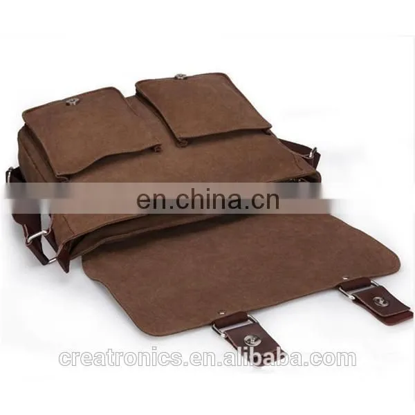 CR on time delivery guaranteed 2016 latest fashion men's canvas shoulder bag brown vintage messenger bags