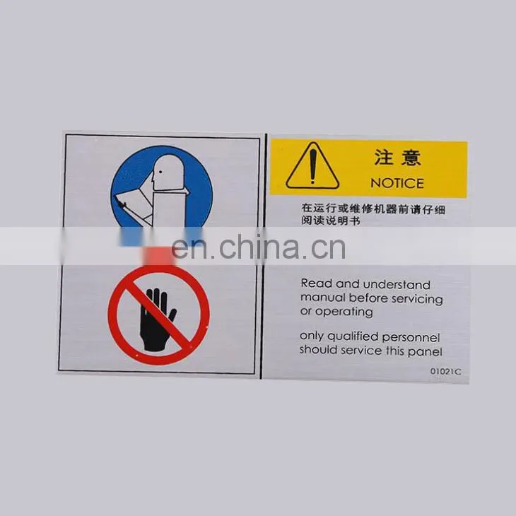 Top Quality Durable Square Shape Cheap Custom Indoor Style Aluminum Self Adhesive Notice Sign