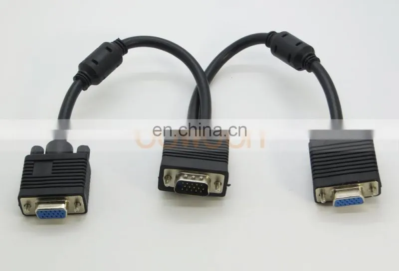 1 VGA Male to 2 VGA Female VGA Monitor Y Splitter Cable