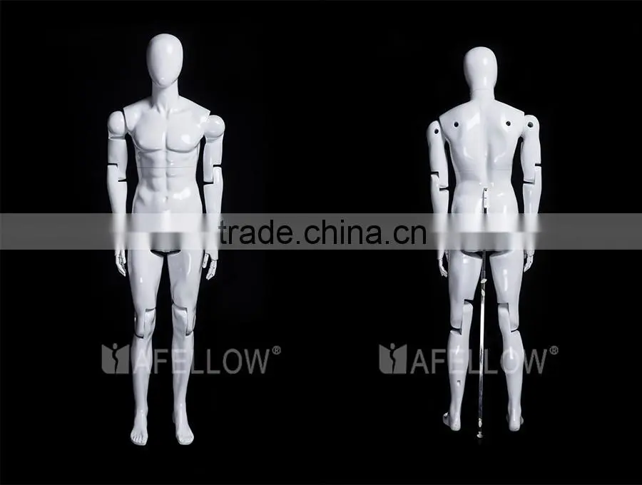 fiberglass glossy white male egg head movable mannequins