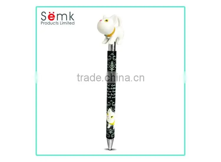 Promotional cute plastic ball point pen with animal head for school kids