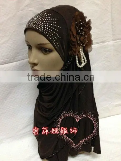 A564 professional PEARL hijab islamic head scarf FLOWER muslim hijab