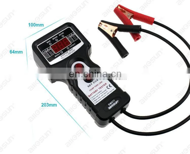 Allosun EM577 12V Digital Car Battery Tester 12V Digital Battery Analyzer CCA Tester Cold Temp Battery Load Charging Tester