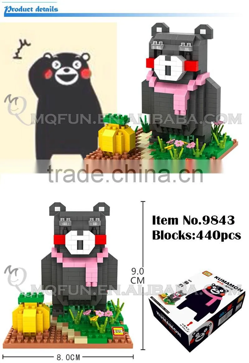Mini Qute LOZ kawaii japanese Kumamon bear cartoon damond block plastic cube building blocks bricks educational toy