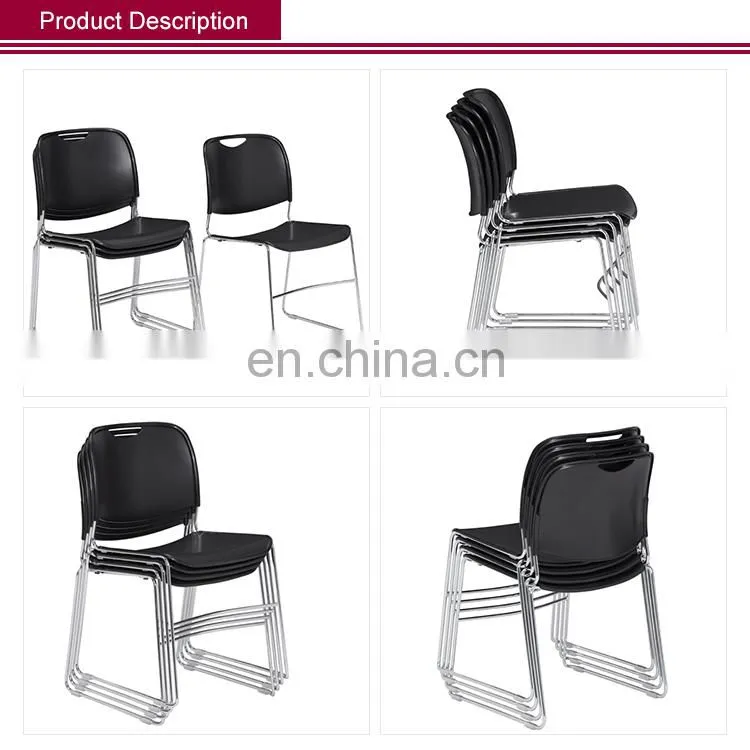 Black Ultra-Compact Plastic Stack Chair (4-Pack) Office Chair