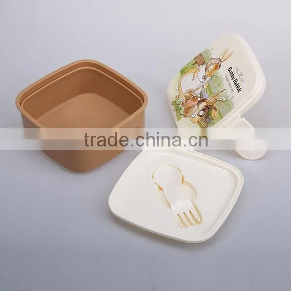 cartoon design microwave students plastic lunch box with spoon