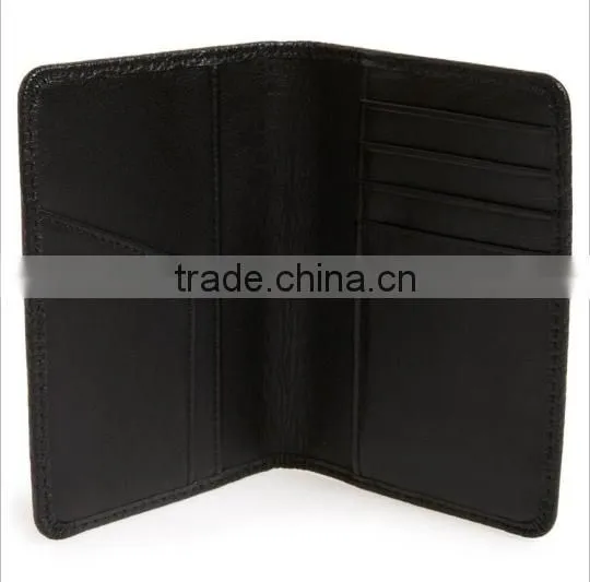 Fashion grain leather passport holder slim genuine leather passport case for men