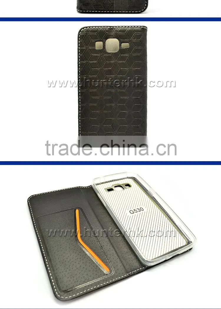 Rhombus Pattern PU Leather Case For Samsung G530