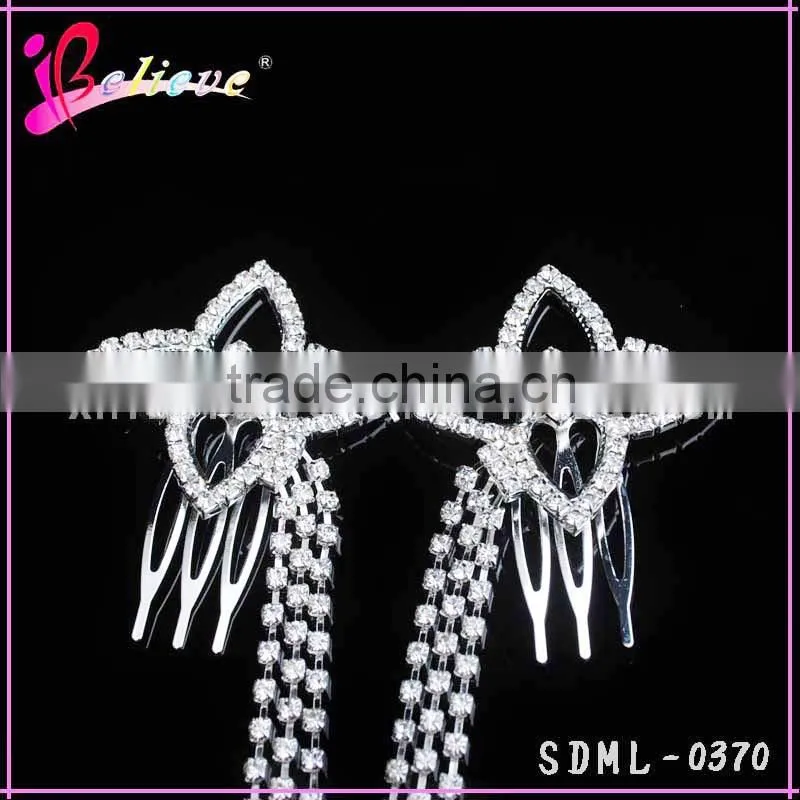 Small MOQ wedding hair jewelry wholesale claw head chain crystal hair jewelry for bridal
