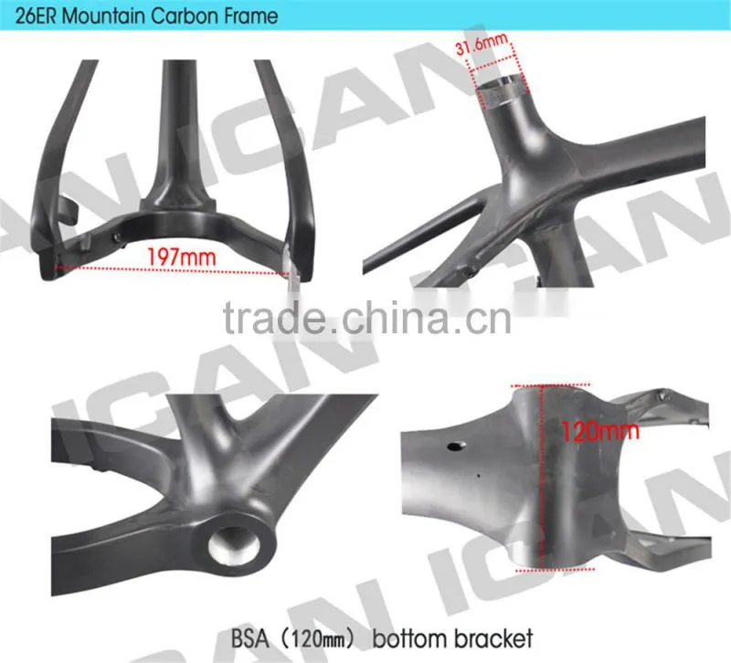 carbon fat bike frame carbon snow/sand/fat bike frame BSA, frame Carbon 197mm axle