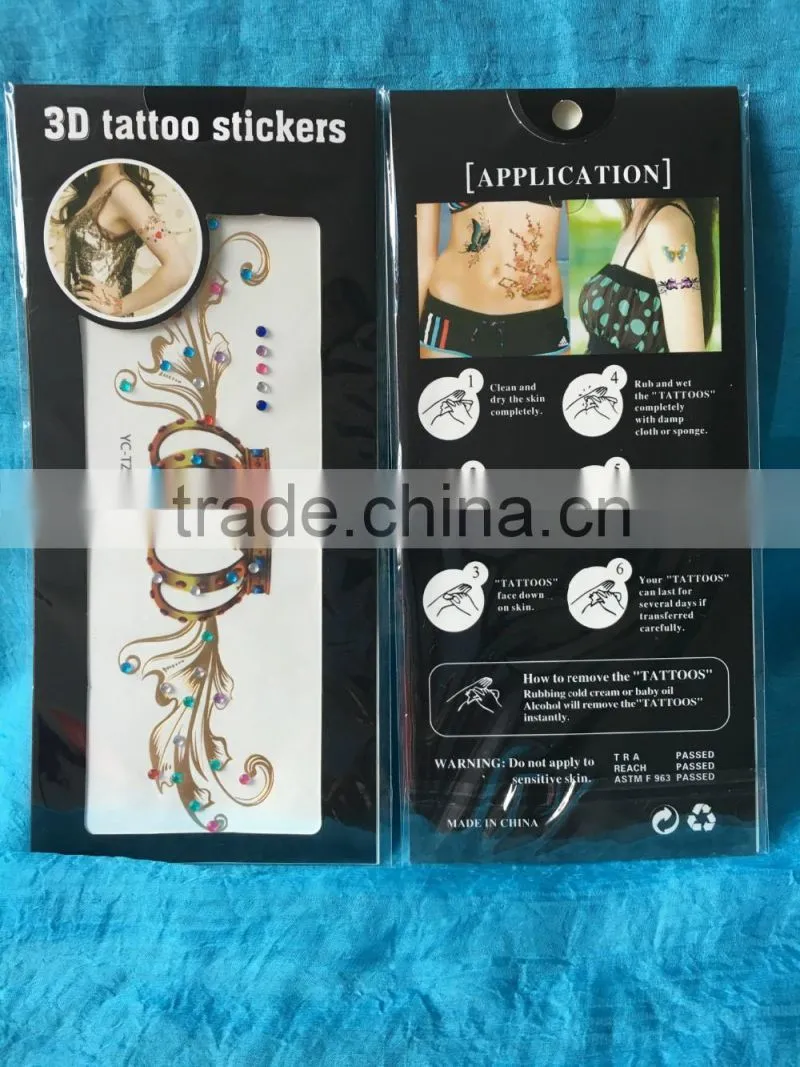 New Tattoo Metal Silver Golden Temporary Tattoos Sticker For Adults