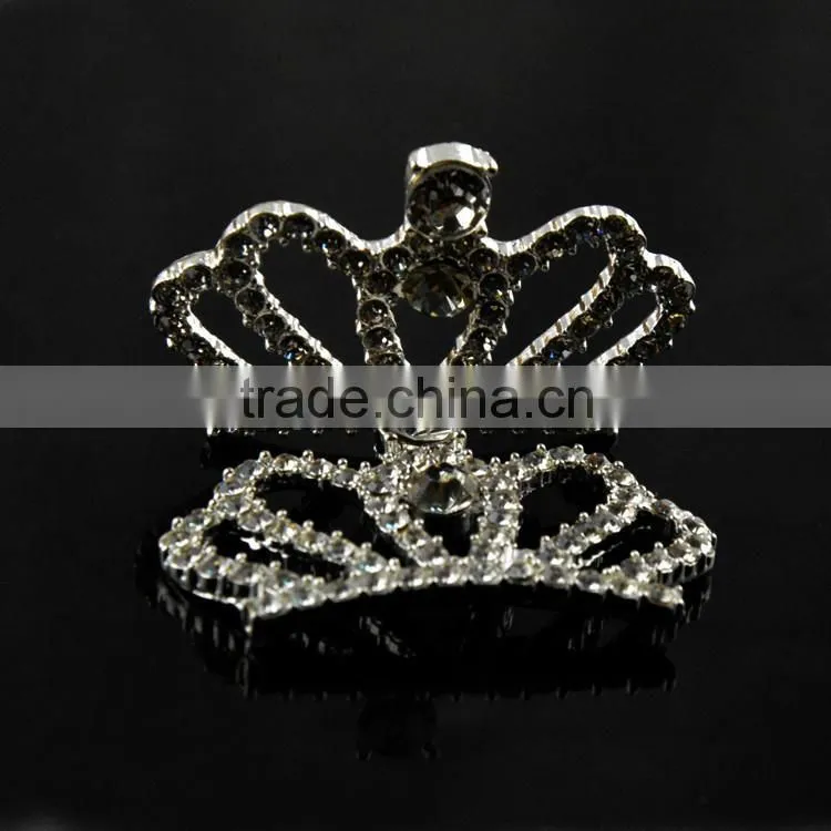 26x41MM Wholesales Bulk Cheap Silver Plated Alloy Crown Crystal Rhinestone Button For Baby Girl Jewelry Garment Accessory