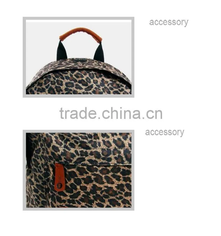 high quality custom leopard printed canvas backpack bag