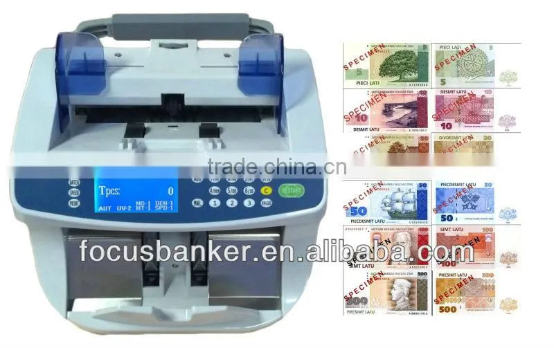 (Good Price ! )Good Quality Front Loading Banknote Counter for Many Currency including Latvian lats(LVL)