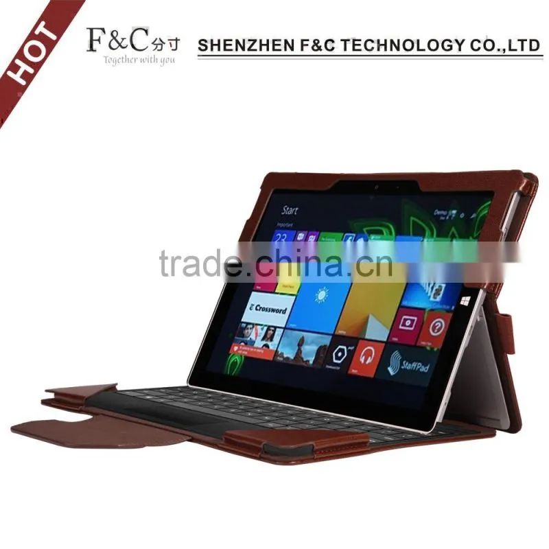 For Microsoft Surface pro 4 Leather Keyboard Portfolio Stand Cover Case