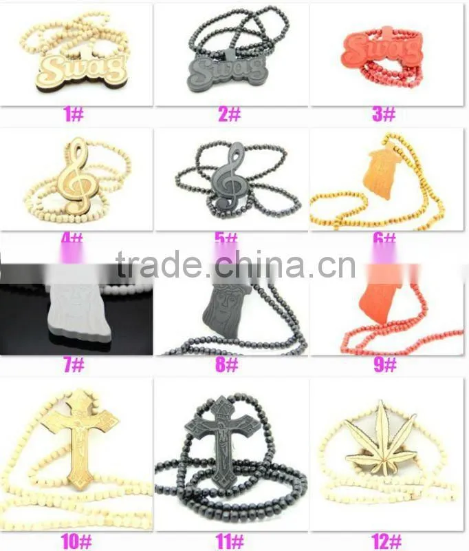 Men's Hip Hop good bamb Pendants Wood Rosary Chains Beads wooden Necklaces
