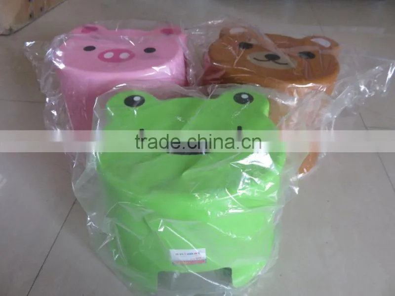 Skid-proof cute animal design cartoon stackable PP plastic stool for kids