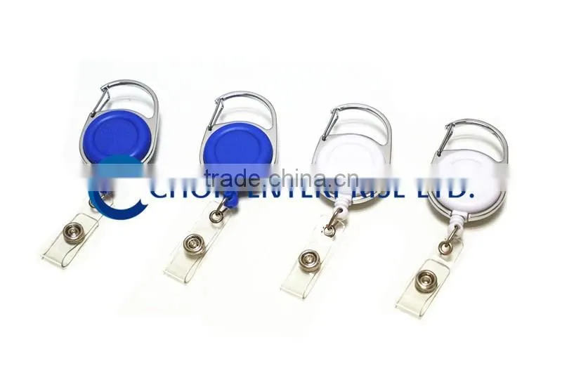 Promotion Custom Carabiner Hook Plastic Badge Reel, Retractablce Badge Holder