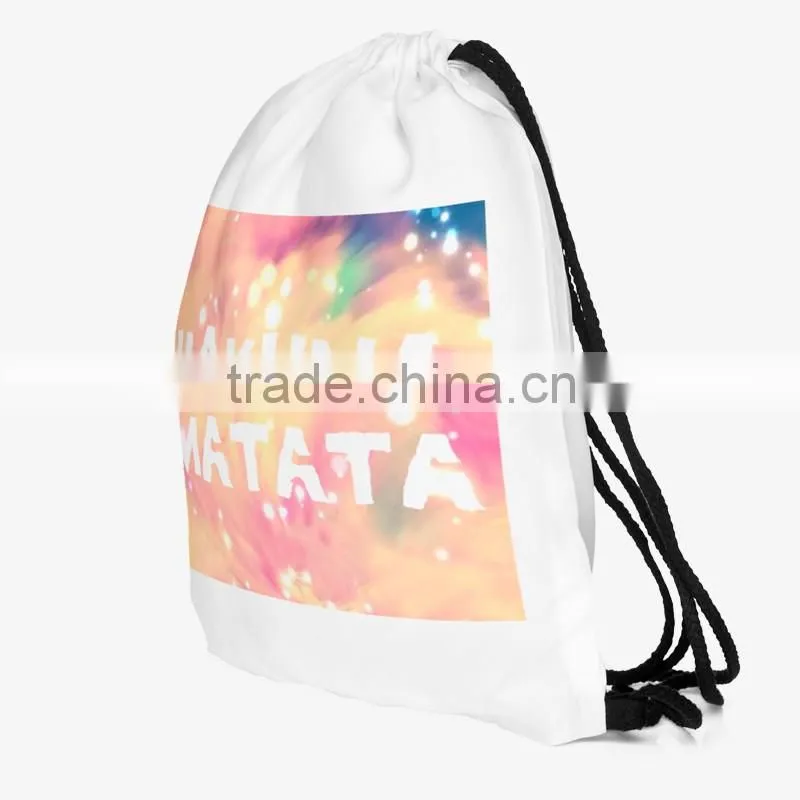 China Supplier Hot Sale Custom 3D Print Cheap Small Drawstring Bag