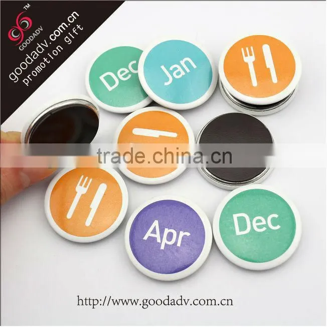 calendar logo metal round shape fridge magnets