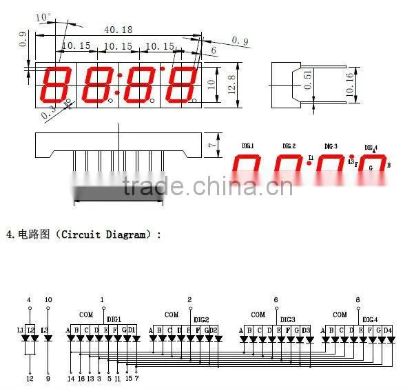 4 digits 7 segment led displays