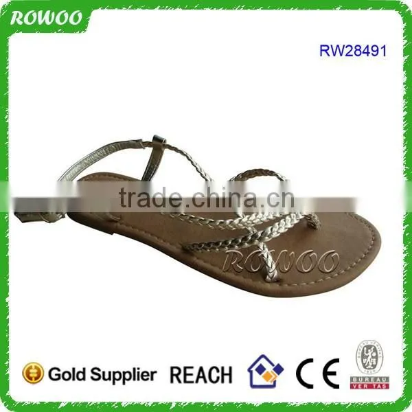 Gold Women's Crossing Over Flat Sandal