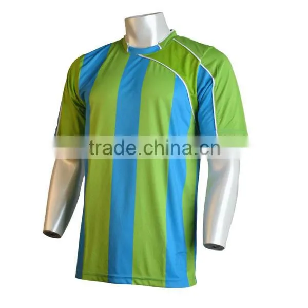 competition green blue striped soccer jersey official design jersey