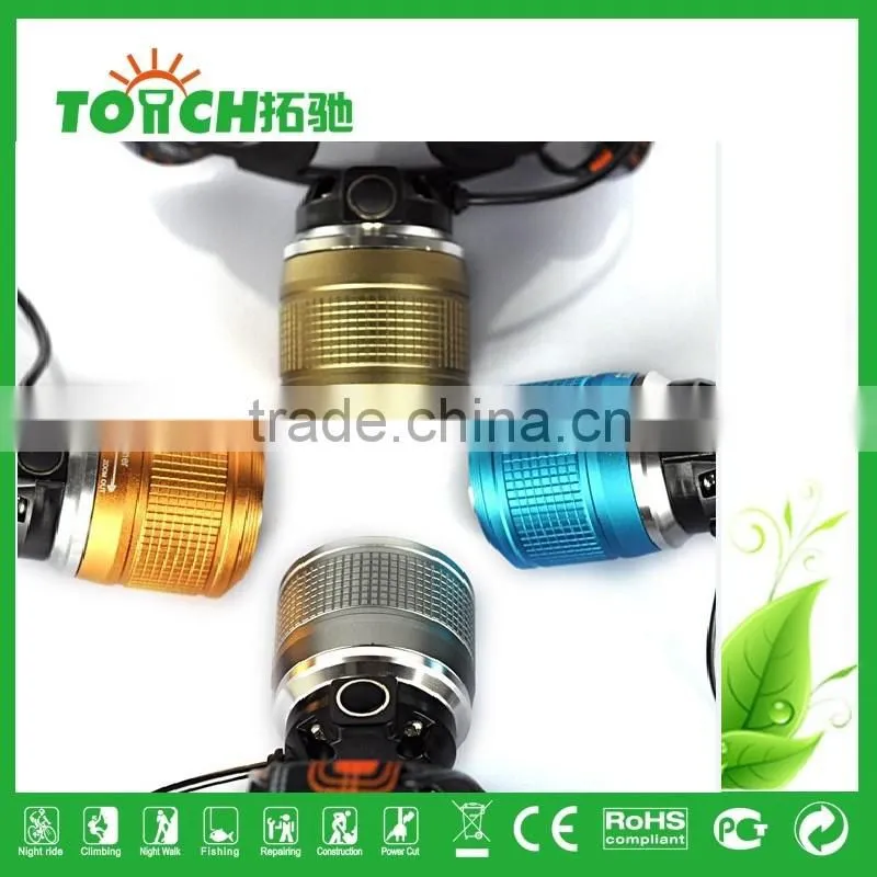 Zoomable LED Headlamps Super Bright Rechargeable headlight use 2*18650 head torchled headlamp