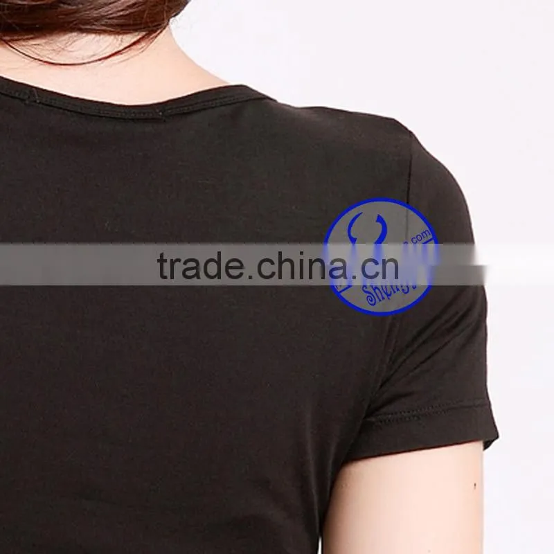 custom 100 viscose v-neck t shirt women wholesale