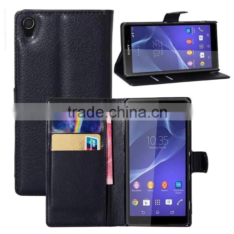 Hot Selling Funky Mobile Phone Leather Flip Wallet Case For Sony Xperia Z3 Ultra